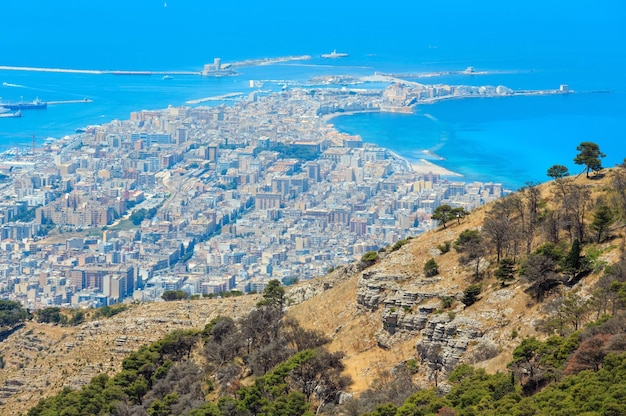 Trapani vista de erice sicília itália