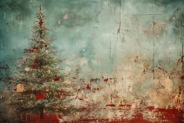 Trasfondo de árbol de Navidad rojo Grunge verde IA generativa