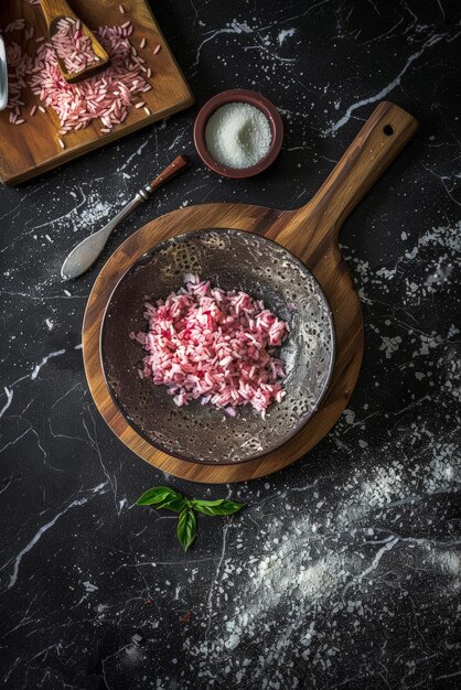 El trasfondo del arroz rosa nuevo y saludable