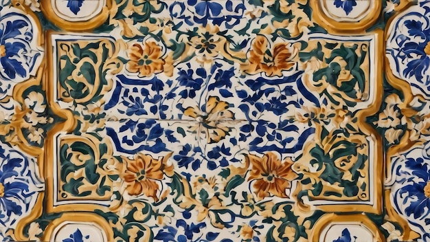 Trasfondo de azulejos sin costura de Portugal o España de alta resolución