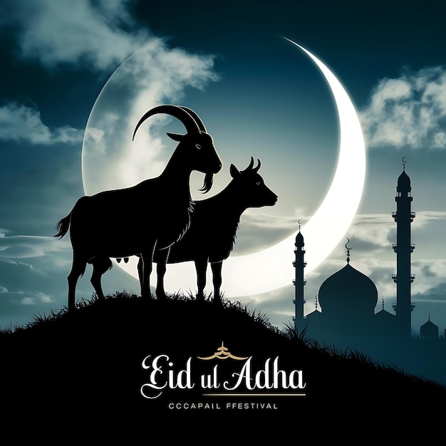 Foto el trasfondo de la celebración del eid mubarak el concepto del cartel del eid aladha