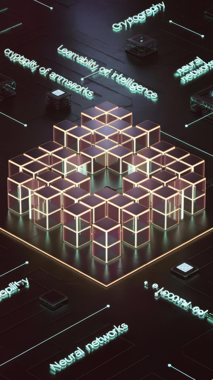 Foto el trasfondo del concepto de bloque de neón creativo