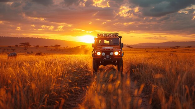 Foto el trasfondo de una emocionante aventura de safari