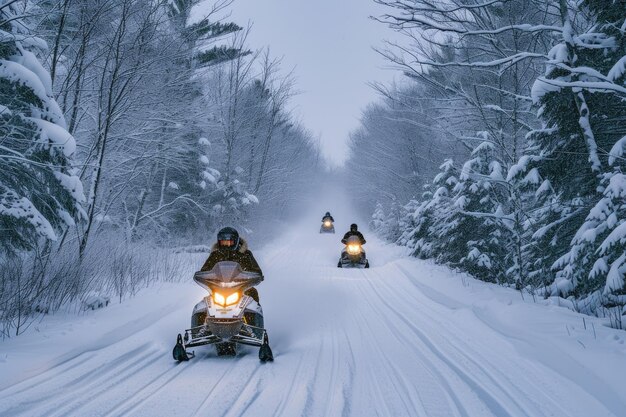 El trasfondo de invierno en motos de nieve