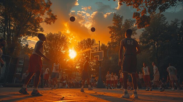 Foto el trasfondo de un juego de la liga comunitaria de baloncesto