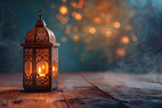 El trasfondo de la linterna islámica Ramadan Kareem y el concepto de vacaciones de Eid Mubarak