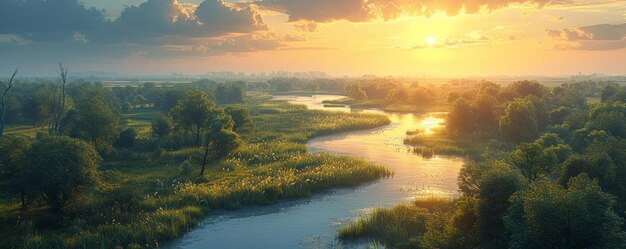 Foto el trasfondo de una ramificación tranquila del delta del río