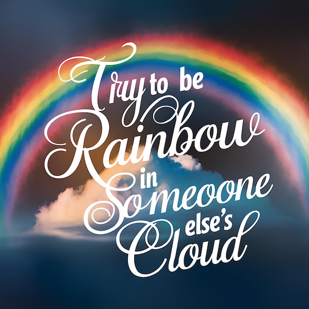 trata de ser un arco iris en alguien otra nube colorido de fondo diseño de camiseta cita motivacional ilustración tipografía