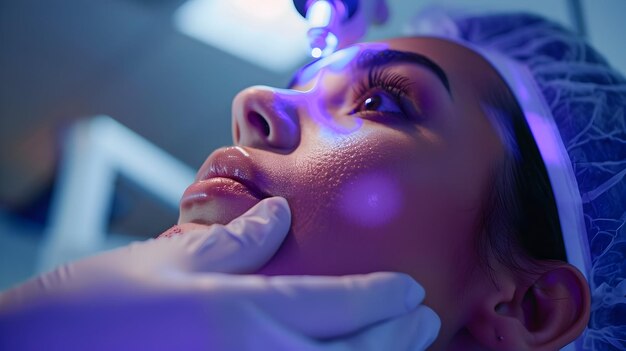 Foto tratamento a laser de precisão por dermatologista para cuidados avançados da pele ideal para dermatologia e skincar