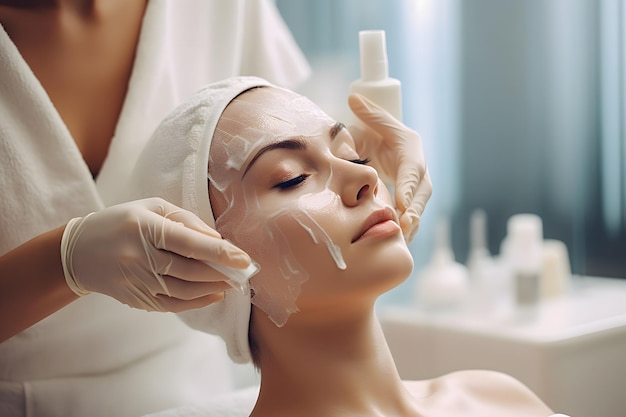 Tratamento de pele facial Tratamento facial para meninas Cuidados com a pele facial Cuidados com o corpo Spa Rede neural gerada por IA