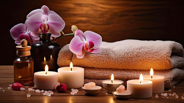 Tratamento de spa relaxante com velas Cosmecia e cuidados com o corpo Massagem e relaxamento num salão de relaxamento