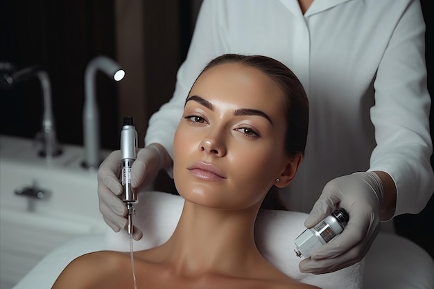 Foto tratamento facial eficaz de pele radiante com procedimento de gás líquido para mulheres mais de 30 8599 letras