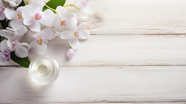 Tratamiento de belleza y bienestar de fondo con masaje piedra flores de orquídea toallas