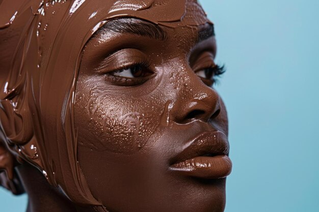 Foto tratamiento de mascarilla de belleza de chocolate en primer plano