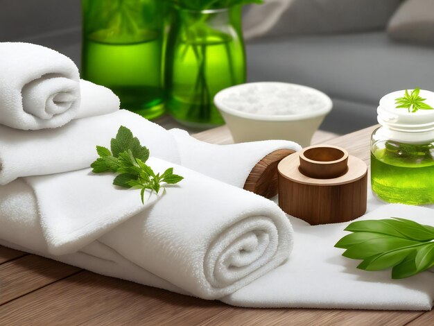 Tratamiento de spa interior relajarse con toallas frescas hierbas y aromaterapia ai generado