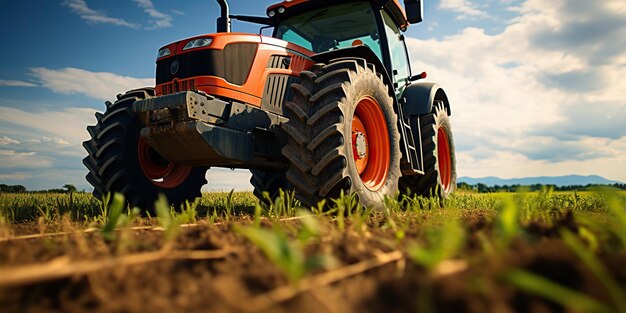 Trator gerador de IA gerado por IA combina máquina de colheita em campo, agricultura, natureza ao ar livre