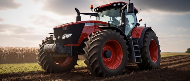 Trator na fazenda equipamentos agrícolas modernos no campo