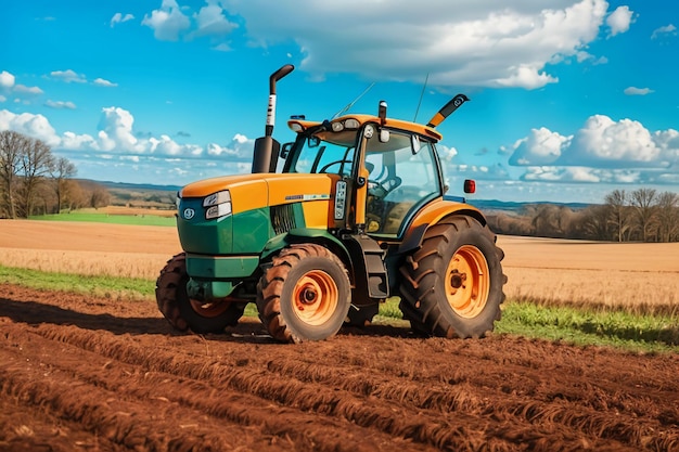 Trator pesado de fazenda, equipamento de terra arável, equipamento agrícola mecanizado, fundo de papel de parede