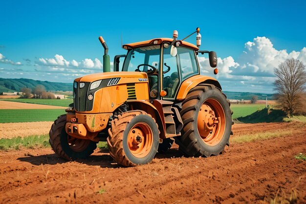 Trator pesado de fazenda, equipamento de terra arável, equipamento agrícola mecanizado, fundo de papel de parede