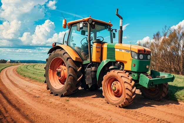 Trator pesado de fazenda, equipamento de terra arável, equipamento agrícola mecanizado, fundo de papel de parede