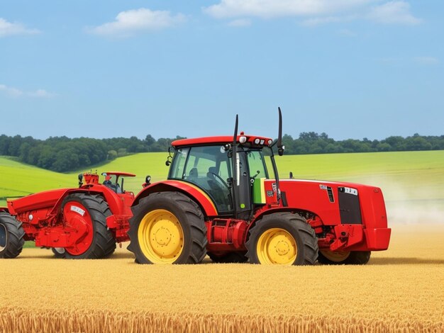 Foto trator pesado de fazenda, equipamento de terra arável, equipamento agrícola mecanizado, fundo de papel de parede