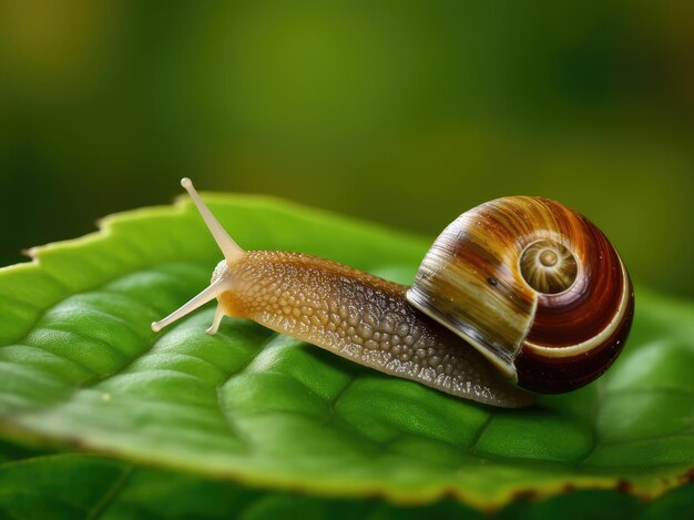 Traubenschnecke auf einem grünen Blatt