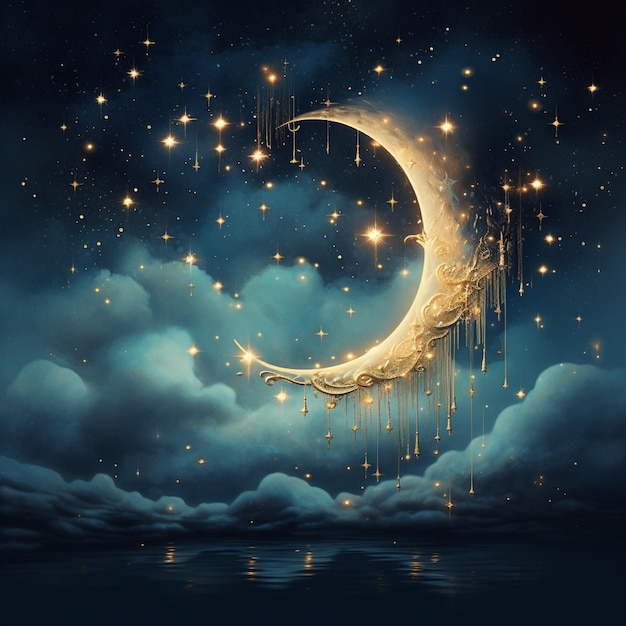 Traumer Mond mit wunderschönen Sternen