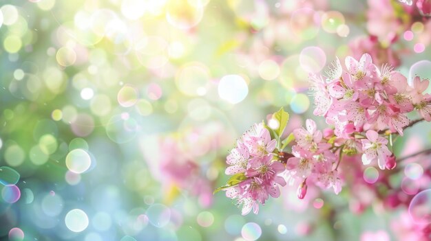 Traumerischer Frühling und Sommer Blüten und ätherisches Licht inmitten von weichem Bokeh Generative KI