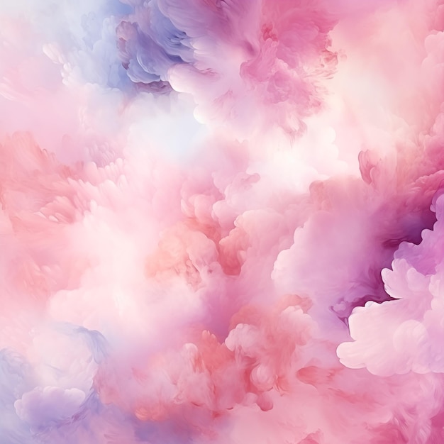 Traumhafte pastellfarbene Wolken in weichen rosa und lavendelfarbenen Farbtönen ein sanfter und ätherischer Aquarell-Hintergrund für friedliche Designs