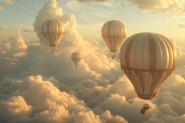 Traumhaftes Heißluftballon-Festival in einem wolkenfüllten S