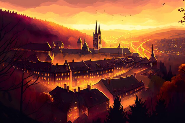 Traumstadt Luxemburg Kreative Illustration Ai Generate