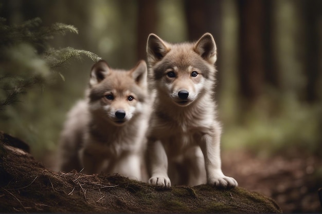 trauriger Baby-Wolf im Wald