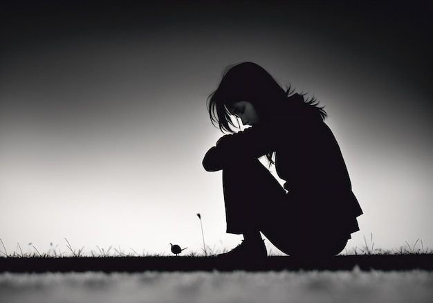 Trauriges Mädchen, das Konzept von Apathie und Depression