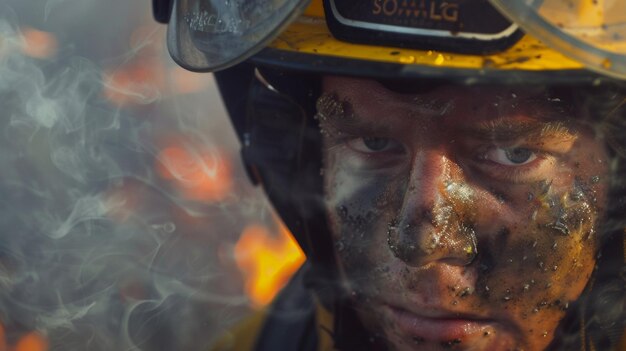 A través del espeso olor de humo y los escombros carbonizados una expresión determinada de los bomberos puede ser