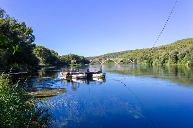 Travesía en barco por el río mediterráneo ebro, con el ferrocarril