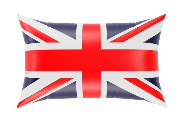Foto travesseiro com renderização 3d da bandeira britânica