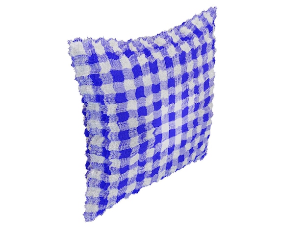 Travesseiro quadriculado azul fofo renderização 3d