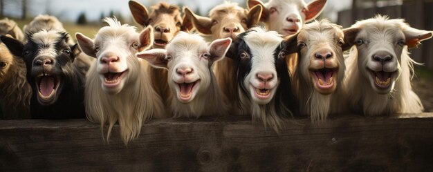 Foto las travesuras hilarantes de un grupo de cabras