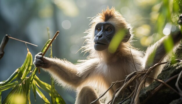 las travesuras lúdicas de los monos en una selva tropical