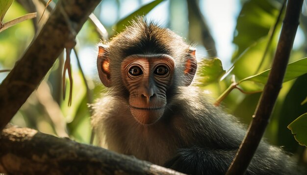las travesuras lúdicas de los monos en una selva tropical