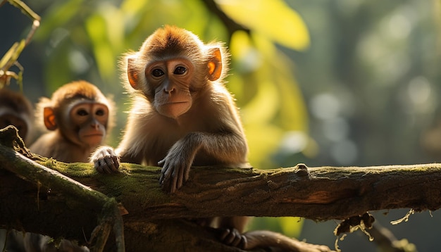 las travesuras lúdicas de los monos en una selva tropical