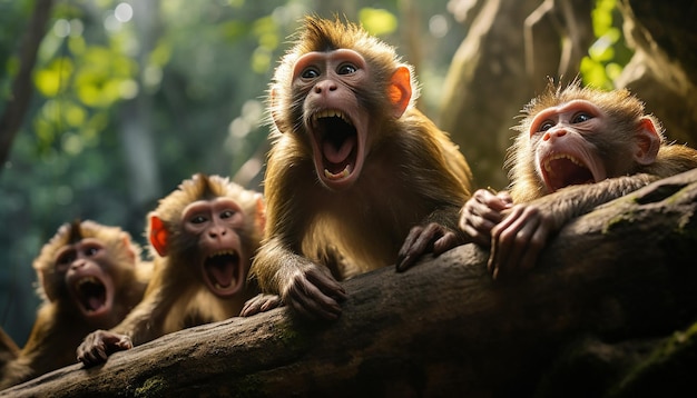 las travesuras lúdicas de los monos en una selva tropical