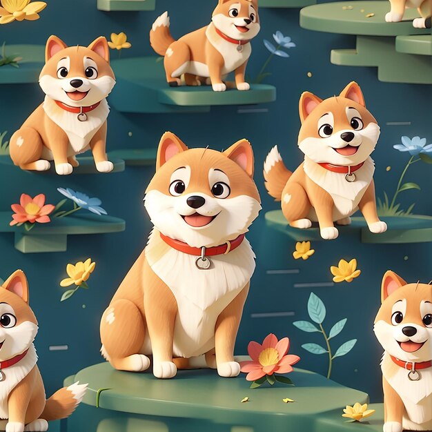 El travieso Shiba Inu, el lindo dibujos animados.