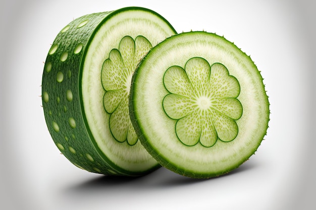 Foto trazado de recorte de pepino y profundidad de campo aislado en blanco