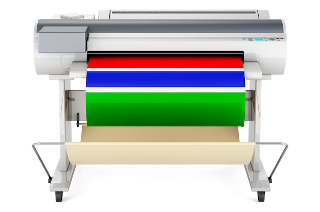 Trazador de impresora de gran formato con representación 3D de la bandera de Gambia