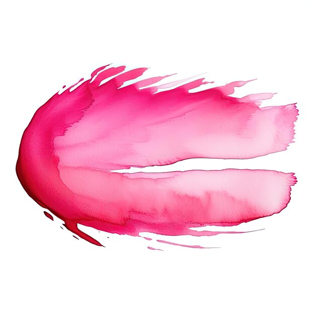 Foto trazo de pincel de acuarela rosa aislado sobre fondos blancos en el estilo de juguetón