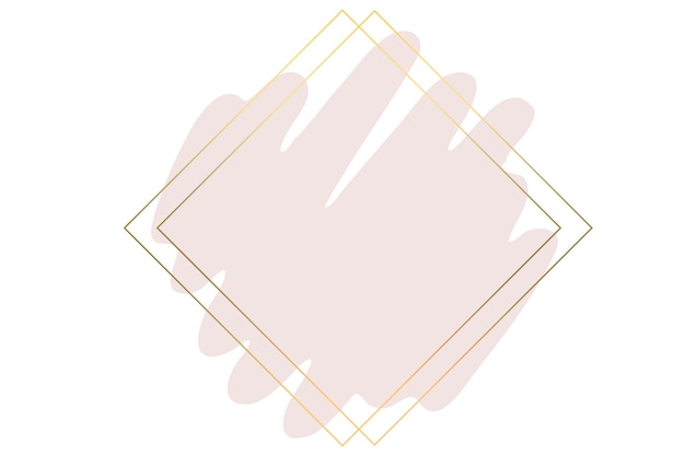 Foto trazo de pincel de acuarela rosa con marco dorado de lujo y brillo