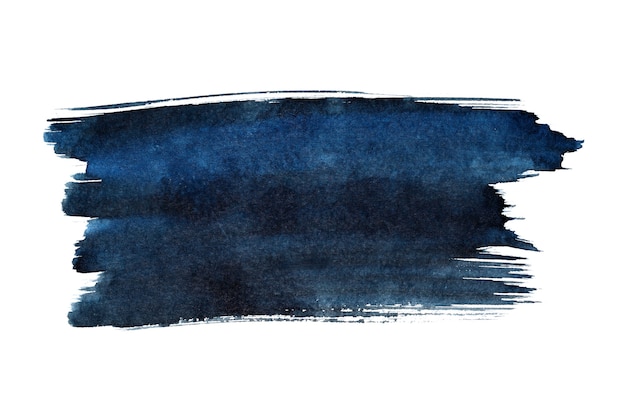 Trazo de pincel azul aislado en el fondo blanco. Espacio para un texto