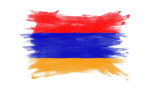 Trazo de pincel de bandera de Armenia, bandera nacional sobre fondo blanco