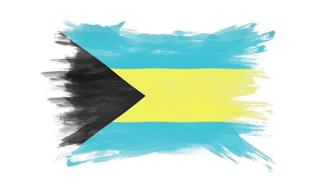 Trazo de pincel de bandera de Bahamas, bandera nacional sobre fondo blanco